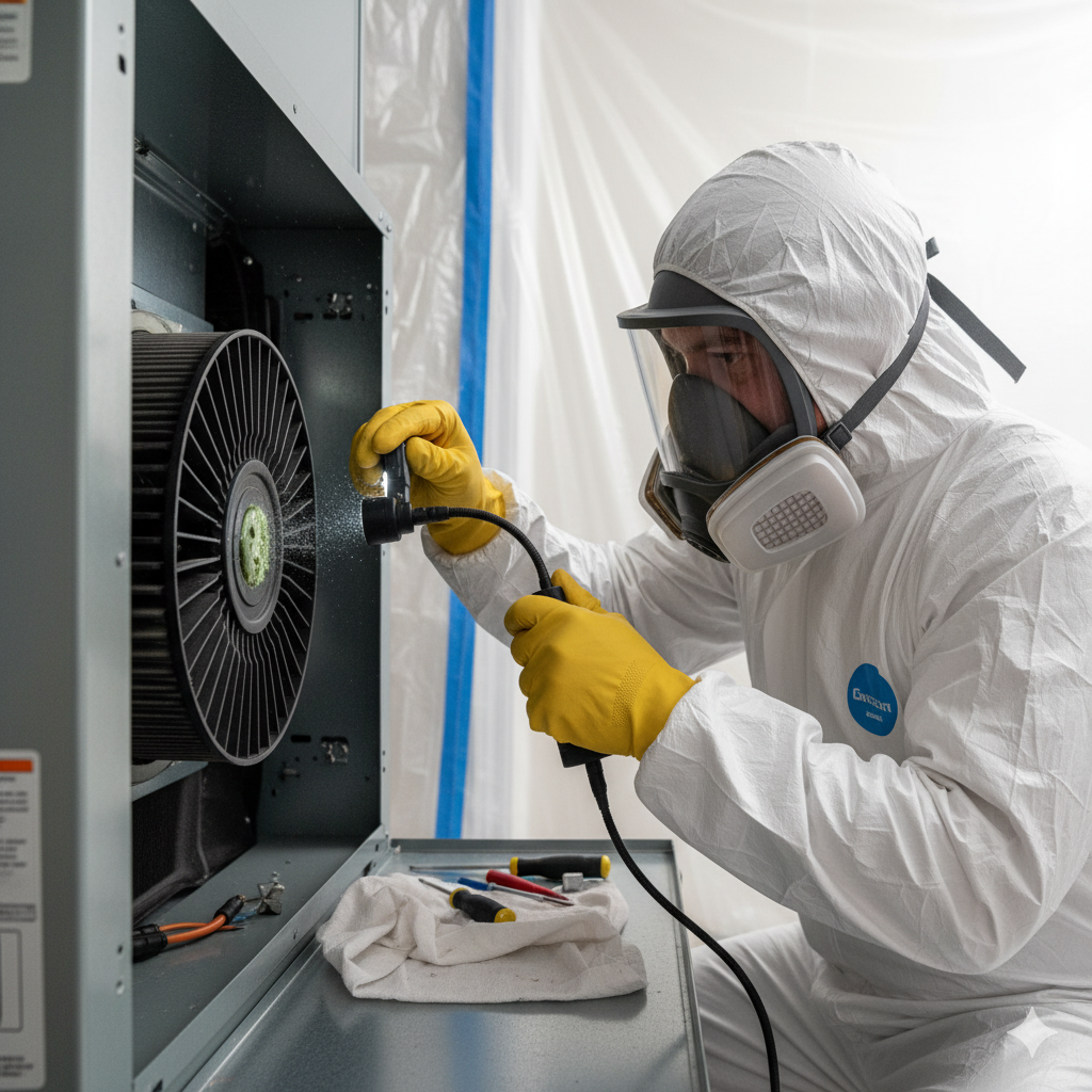 Mold remediation professional working